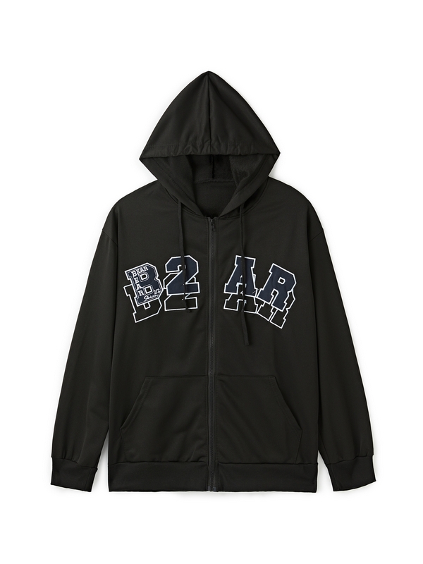 Sudadera extragrande con capucha y estampado de colores en contraste para hombre-4