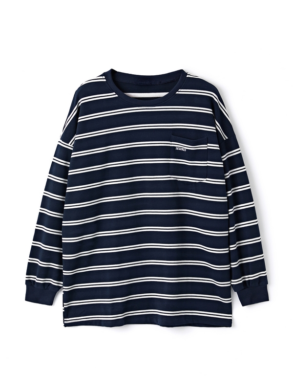 Camiseta de manga larga con estampado de rayas para hombre-2