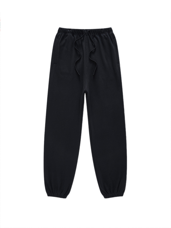 Pantalones deportivos básicos de color liso con pies atados para hombre-2