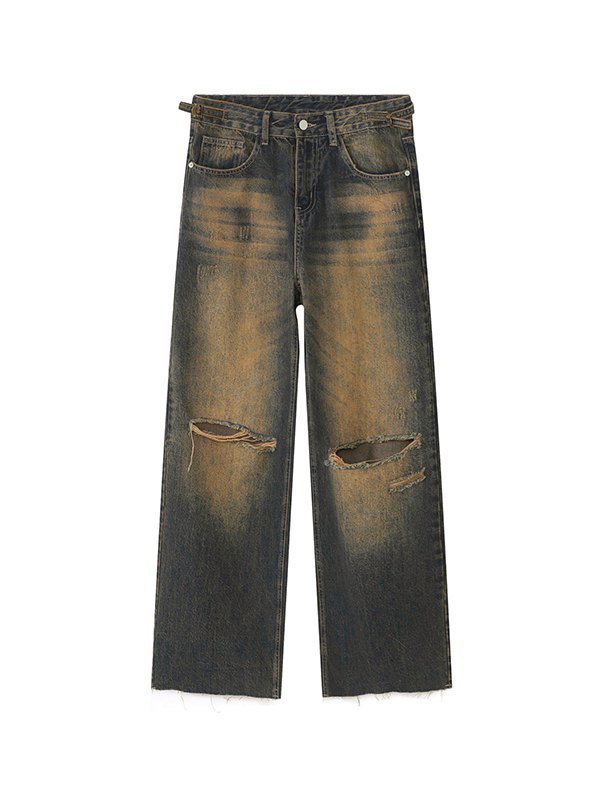 Vaqueros sueltos vintage con doble rasgado de óxido-5