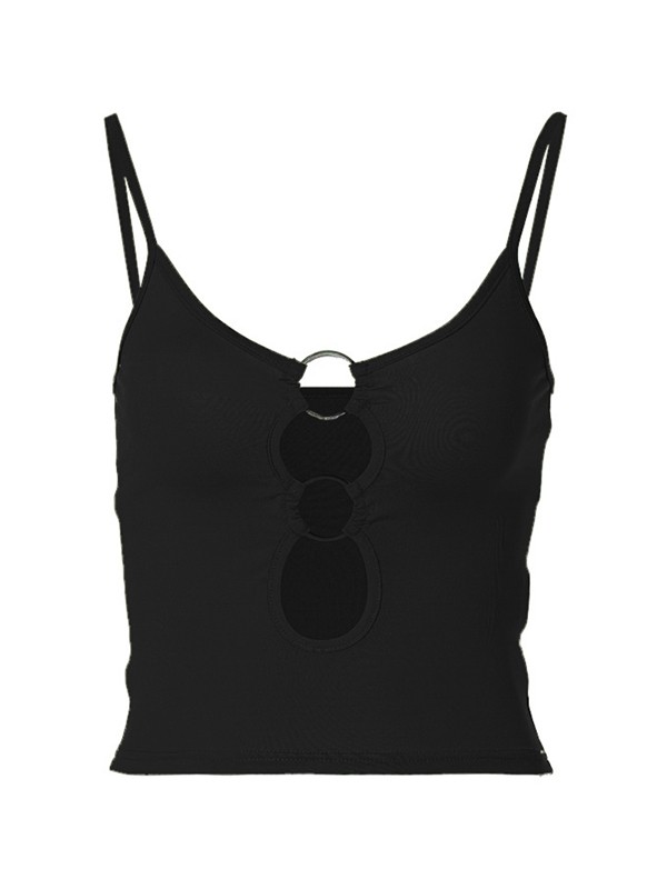 Top corto con cuello halter y tirantes con hebilla-1