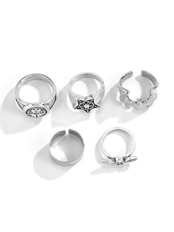 Anillo de plata punk de 5 piezas para hombre-4