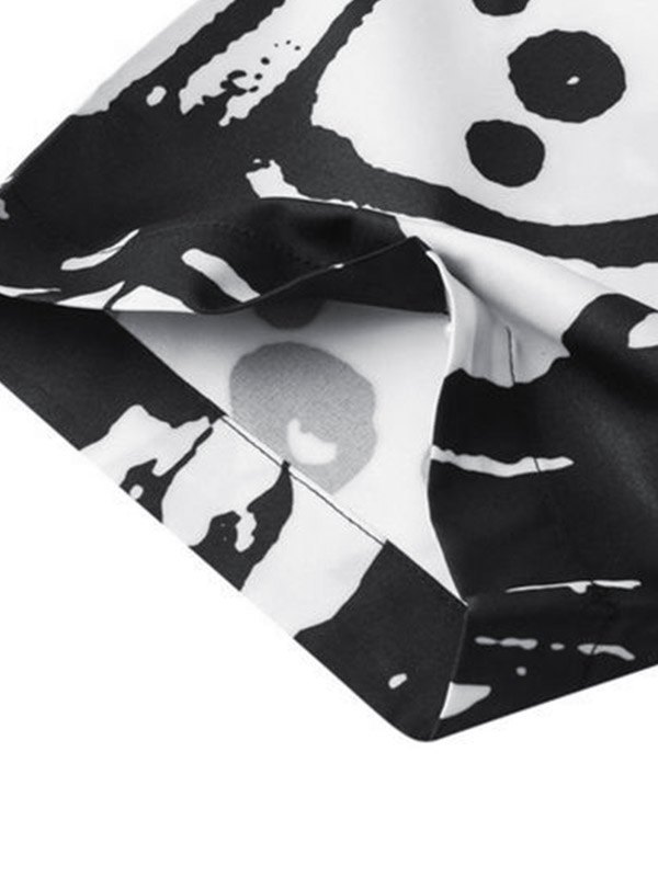 Camisa con botones y estampado de grafiti de dibujos animados para hombre-4